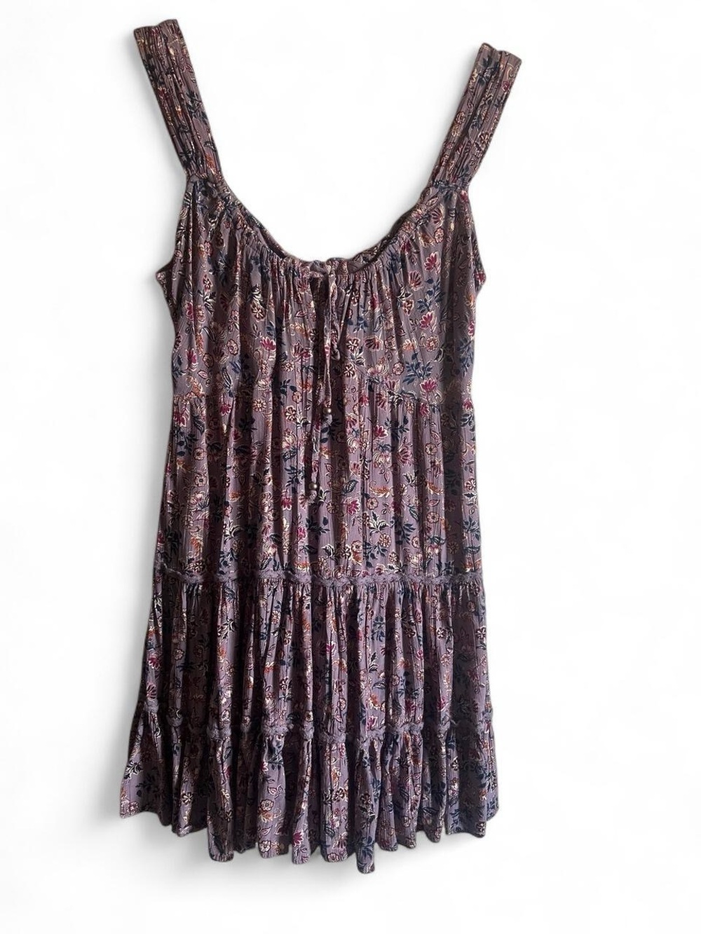 Angie Lavender Floral Tiered Midi Dress size L